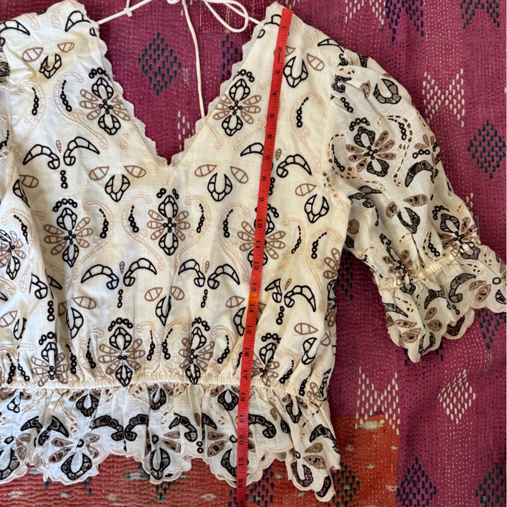 Anthropologie Embroidered White Lace Top - Picture 5 of 6